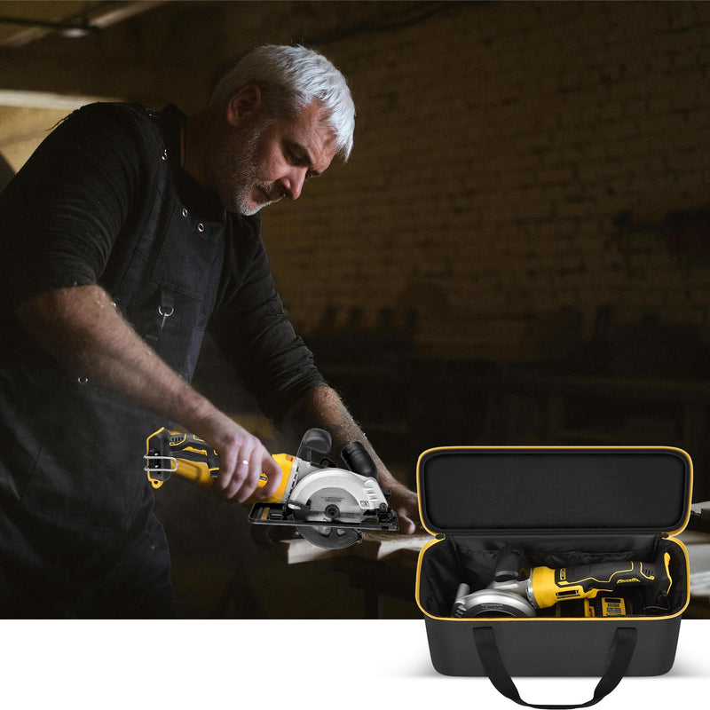 SAIKA Circular Saw Bag for DEWALT ATOMIC 20V MAX 4-1/2"/ for DOVAMAN/for Worx WX439L/ for GALAX PRO Circular Saw Storage Organizer for Blade, Adapter, Blade Wrench, and Rip Guide（Case Only）