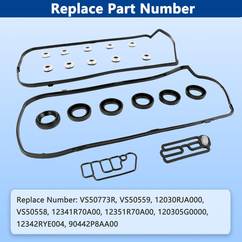 VS50773R Engine Valve Cover Gasket Set Kit & 15845-R70-A01 Solenoid Valve Gasket for Honda Accord Odyssey Pilot Ridgeline Acura MDX RDX RL TL TSX ZDX 2008 2009 2010 2011 2012 2013 2014 2015 2016 2017