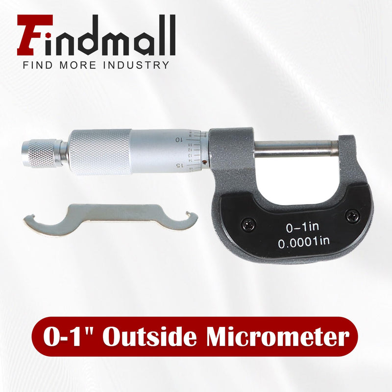 findmall 0-1" Outside Micrometer 0.0001" Carbide Tipped 0-1 Inch Micrometer Machinist Tool