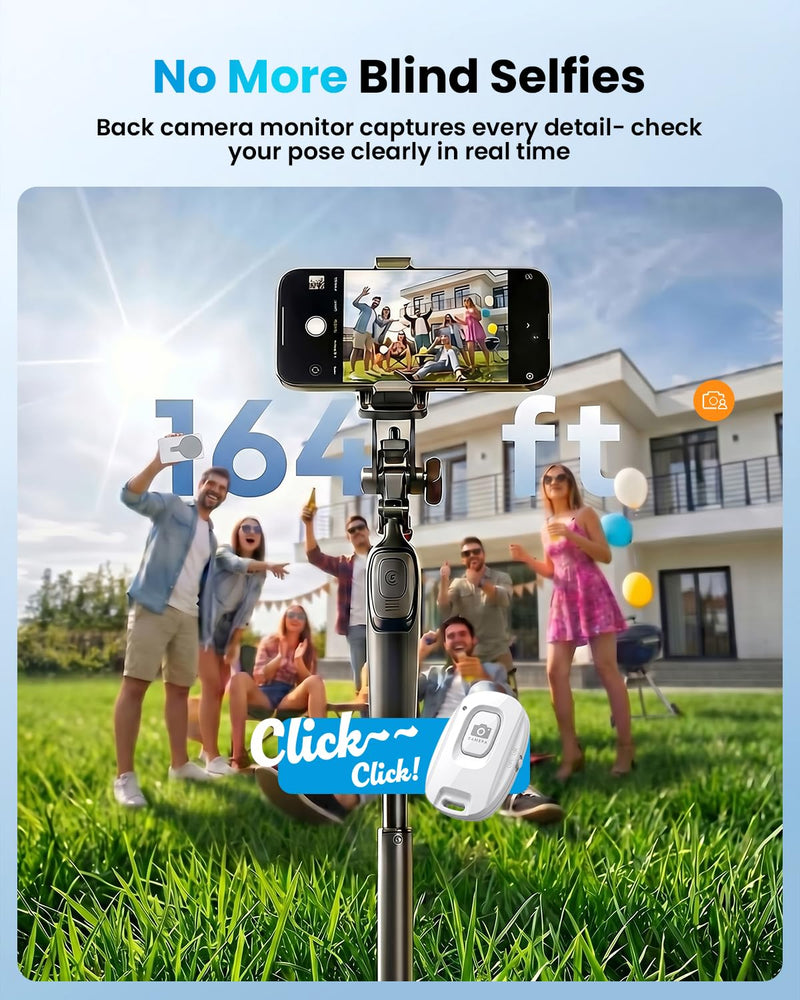 Magnetic Vlog Selfie Monitor Screen for iPhone & Android, 4-Inch IPS HD Wireless Back Camera Monitor with Bluetooth Remote, 1800mAh Battery, 3-Level Brightness, No Delay Live Stream for TikTok YouTube White