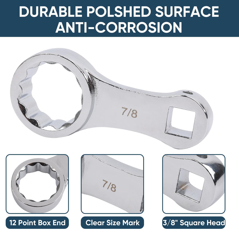 9-Piece Torque Adapter Set - 12-Point Box End Torque Adapter Extension Set - 3/8-Inch Drive for Hard to Reach Places - Includes 3/8", 7/16", 1/2", 9/16", 5/8", 11/16", 3/4", 13/16", 7/8"