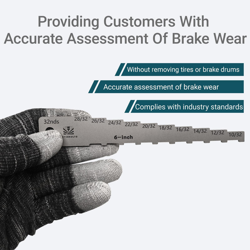The 6" Brake Pad Measuring Tool,Brake Drum Wear Detection Gauge in 32nds 6"-32nds