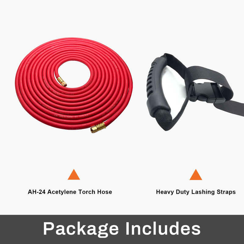 0386-1091 AH-24 Air Acetylene Torch Hose With Lashing Strap, 24FT "A" Fitting, Replacement Welding Hose Compatible with Torch AR-B/AR-MC Regulators, G4/PLF-A Handles, B/MC Tanks 24 FT