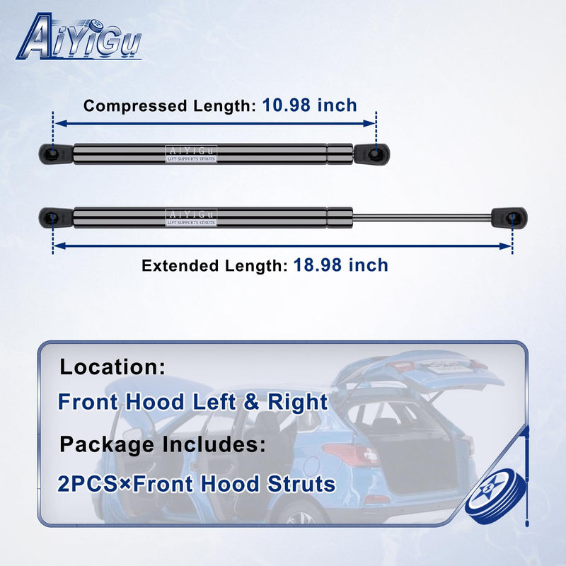 Front Hood Struts Shocks Lift Supports Gas Spring Compatible with 2002 2003 2004 2005 2006 2007 2008 2009 2010 Dodge Ram 1500/2500/3500/4500/5500 Pack of 2 PCS Replaces 55276321AA SG314036 4364