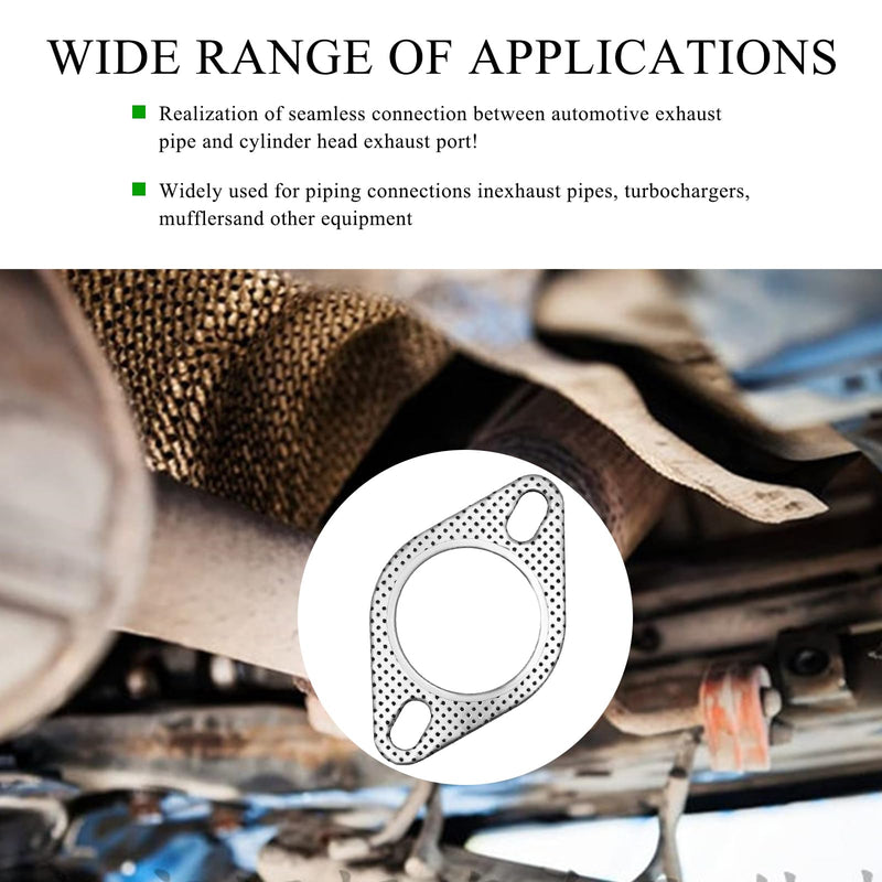 2 PCS Car Exhaust Gasket, 2.5 Inch 2-Bolt Exhaust Flange Gasket Replacement, Standard Exhaust Manifold Gasket Made of High Temp Gasket Material, Universal Car Accessories (2.5 Inch)
