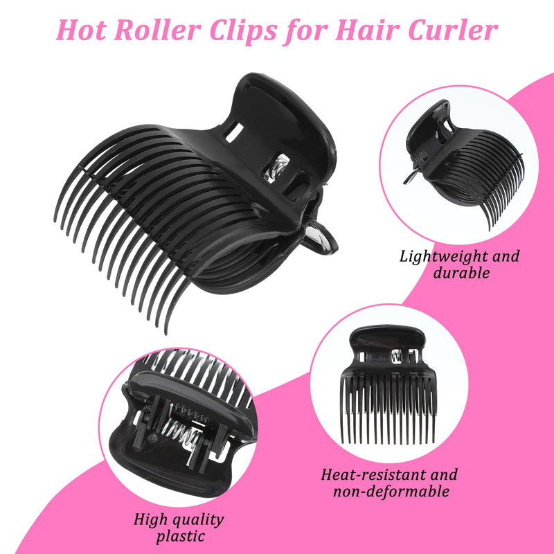 16 Pcs Self Grip Hair Rollers Set 8 Self Grip Rollers and 8 Hot Roller Clips Black Hair Curler Claw Clip Versatile Hairs Roller Clip Effortless Curls and Waves for Women Long Medium Short Hairs Bangs