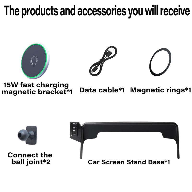 Car Phone Mount for Nissan Armada 2021-2024/Infiniti QX80 2022-2024 | 12.3-inch Screen Clip-On MagSafe 15W Fast Wireless Charger Cell Phone Holder,3D Fit Navigation 360° Rotatable Cradle for 2021-2024 Armada/2022-2024 QX80(12.3 Inch)