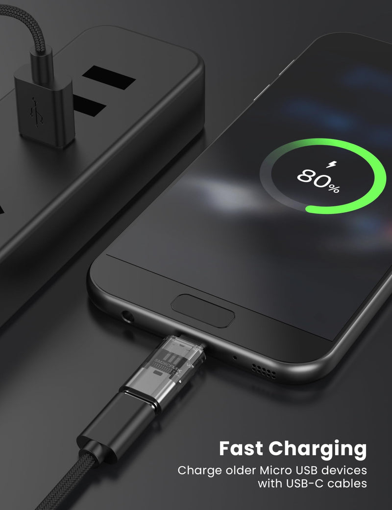 Fidioto Blackened USB-C to Micro USB Adapter, (10-Pack) USB Type C Female to Micro USB Male Converter Support Charge & Data Sync for Samsung Galaxy S6 S7 S7 Edge, Kindle Ps4 and Micro USB Devices 10 PCS