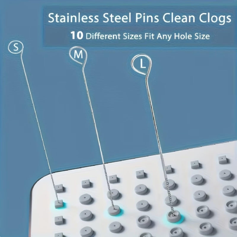 Shower Head Cleaning Pins Set, 10 Different Sizes Stainless Steel Unclogging Needles, Tiny Holes Cleaner Tool Kit for Clogged Shower Nozzles, Sink & Small Orifice Cleaning