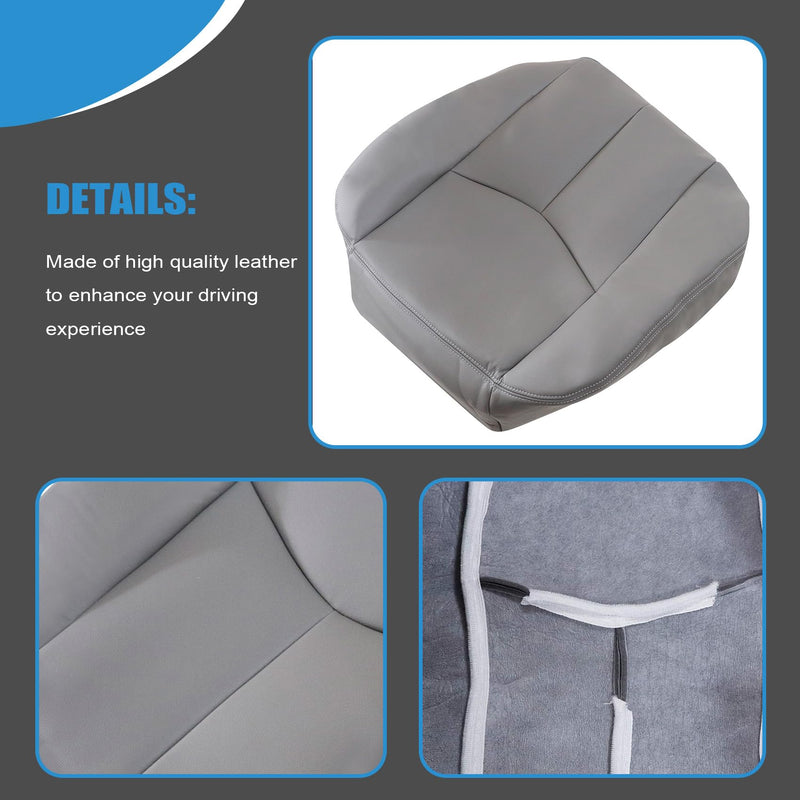 Priprilod #922 Gray Microfiber Leather Driver Side Bottom Replacement Seat Cover Compatible with Chevy Silverado Tahoe Suburban Avalanche GMC Sierra Yukon 2003 2004 2005 2006