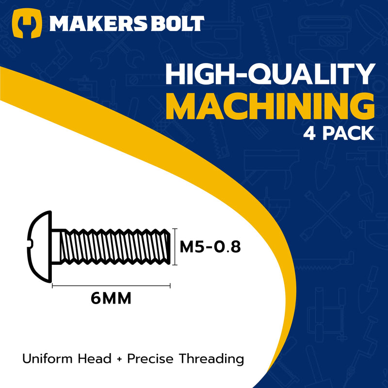 Black License Plate Screws for BMW and Tesla, Phillips Machine Pan Head 18-8, Stainless Steel, M5-0.8 x 6 mm Bolt (Pack of 4) M5-0.8 X 6mm