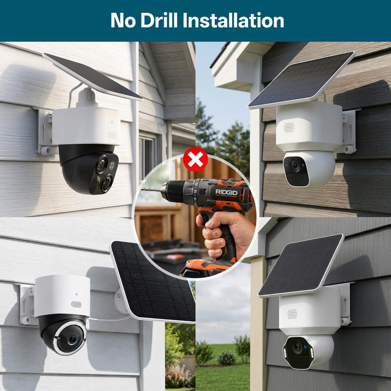 2 Pack Vinyl Siding Mount Compatible with Eufy SoloCam S340 E30 E42 & 4G LTE Cam S330, No Drill Stainless Steel Solar Security Camera Bracket, Rustproof Outdoor Wall Mount Holder 2