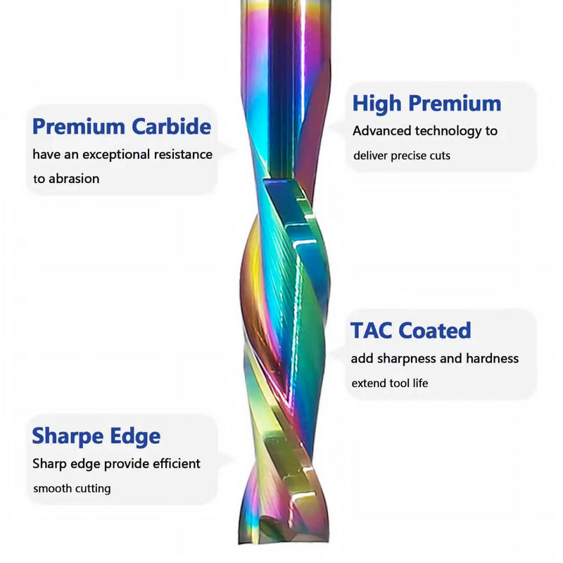 HEME Spiral Upcut Router Bit 1/2 Inch Shank with Extra Long Life Coating, Carbide CNC Router Bits End Mill for Wood Mortises Carving Engraving UP Cut Router 1/2-4"2F
