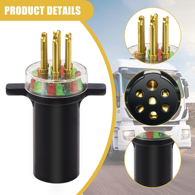 7-Way Round Pin Tractor Plug Tester,7865L Trailer Light Tester for Testing Turn Signals,Hazard Lights, Brake Lights and More，Making Troubleshooting Electrical Issues Quick and Straightforward