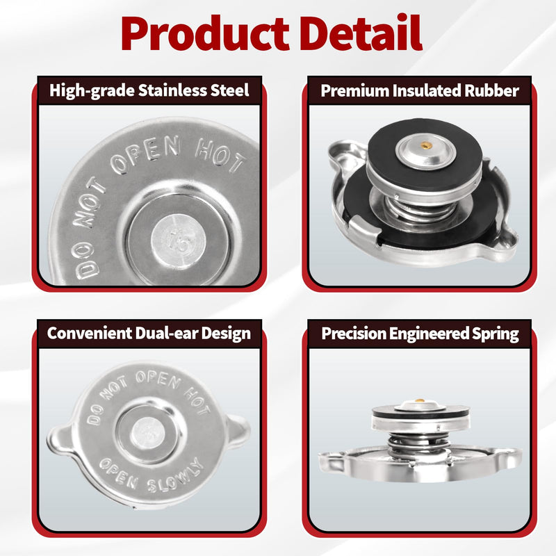 2 Pcs 16 PSI Radiator Cap Replacement for Dodge Ram 1500, Stainless Steel Engine Radiator Seal Cap, Compatible with Dodge Ram 2500 Jeep Grand Caravan Avenger