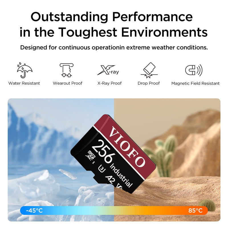  [AUSTRALIA] - VIOFO 256GB Industrial Grade microSD Card, U3 A2 V30 High Speed Memory Card with Adapter, Support Ultra HD 4K Video Recording VIOFO 256GB microSD Card