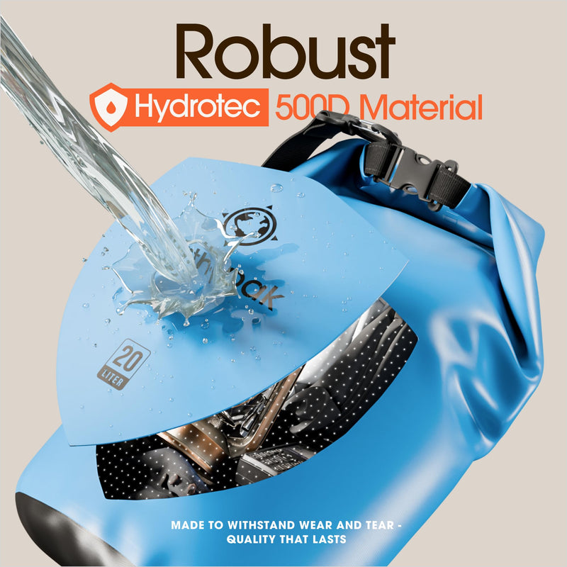 Earth Pak Waterproof Dry Bag - Roll Top Waterproof Backpack Sack Keeps Gear Dry for Kayak with Waterproof Phone Case 30L Light Blue