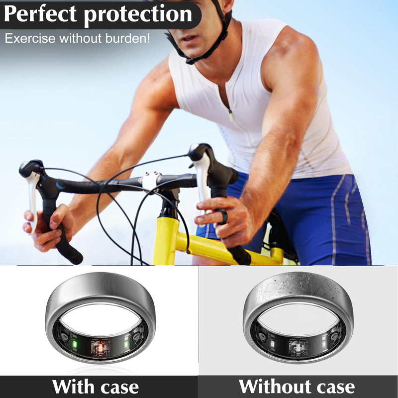 6 Pack Ring Cover Compatible with Oura Ring Protector, Silicone Elastic Case Compatible for Oura Ring Gen 3 Working Out Accessories Men Women-2Black+2Clear+2Blue-S for 6 7 8 9 10 2Black+2Clear+2Blue S for 6/7/8/9/10