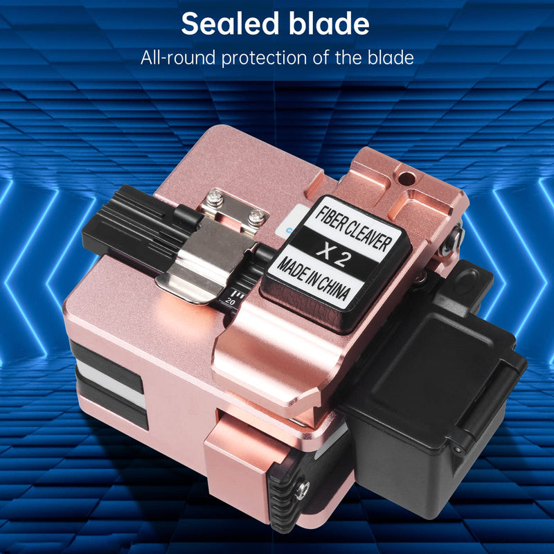Optical Fiber Cleaver Stripping Cutter Tool X2 Cleaves High Precision Fiber Optic Cleaver Optical Fiber Cable Cutting Tool with Bag(Rose Gold) Rose Gold