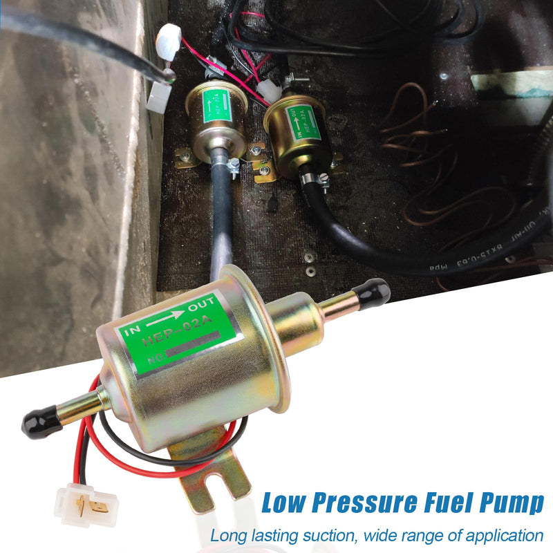 Universal Electric Fuel Pump 12V, Inline Low Pressure Fuel Pump 3-6 PSI for Carburetor Lawn Mowers Small Engine Motorcycles ATVs and More