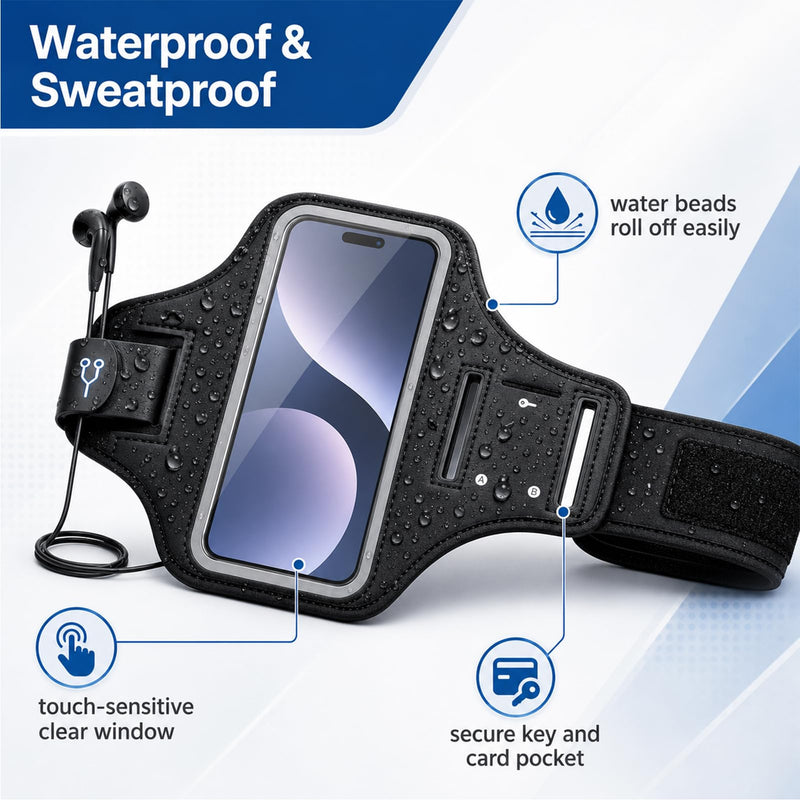 Phone Holder for Running,Arm Band for Phone for Running,Armband Phone Holder for Smartphones, with Card Slot & Key Pockets,Fit Up to 6.9 Inches Phone