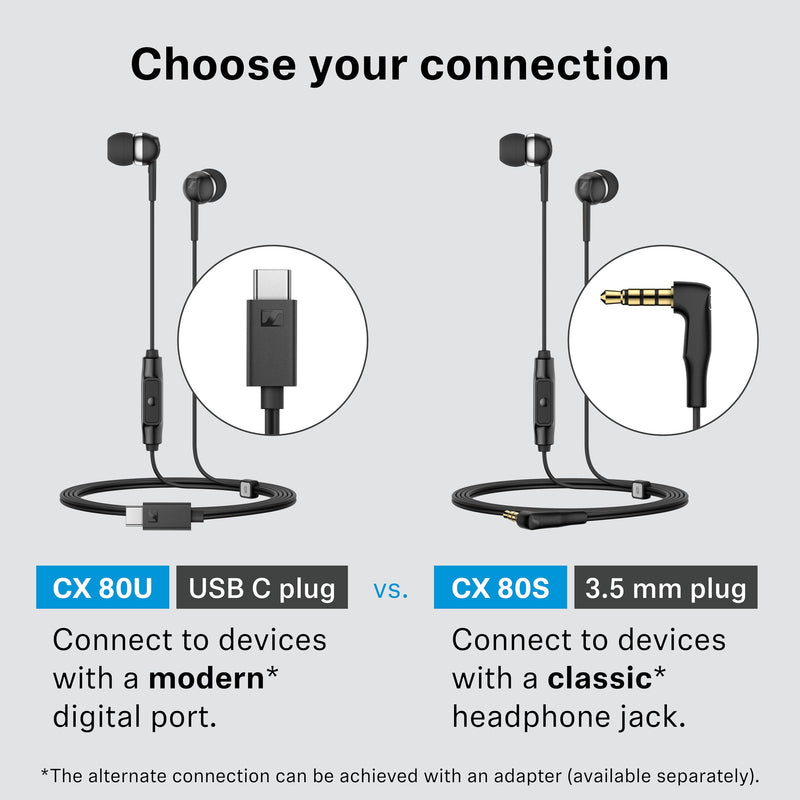 Sennheiser CX 80U in-Ear Headphones with in-line One-Button Smart Remote – Sakura USB Type C