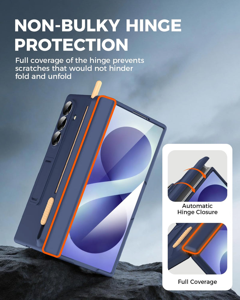 NINKI for Samsung Galaxy Z Fold 8 Ultra Case with S Pen Holder and Stylus, Kickstand Screen Protector Hinge Hard Slim Phone Cover for Samsung Z fold 8 Ultra Case with S Pen Slot and Stand – Royal Blue