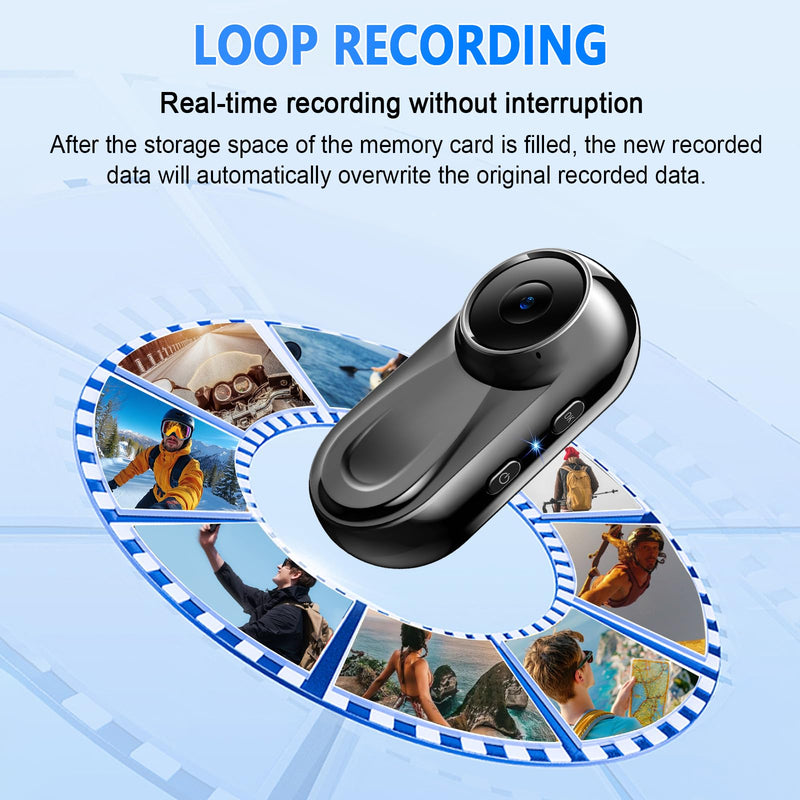 Mini Body Camera, Thumb Action Camera 120° Wide Angle POV, Magnetic Clip-On | 360° Rotate Wearable Video Recorder, Hands-Free Recording Vlogging Cam for Travel Cycling Motorcycle (SD Card Not Included) Black