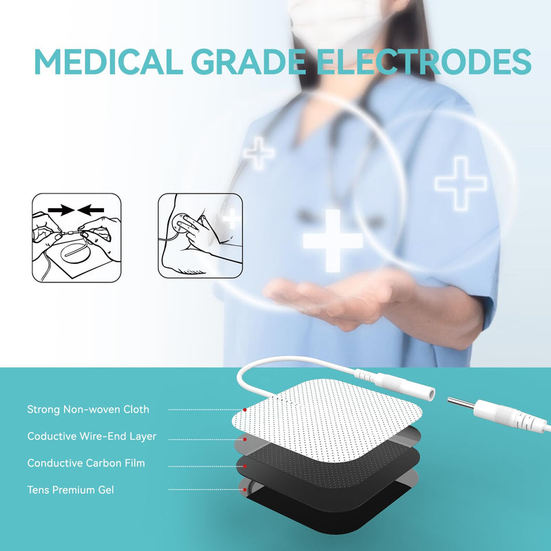 Dual Channel TENS Unit Muscle Stimulator Machine，9 Modes with 20pcs Premium Electrode Pads for Pain Relief White/20 Pads