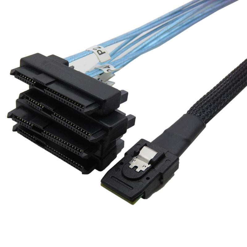 CableDeconn Mini SAS 36 SFF-8087 to (4) SFF-8482 Connectors with SATA Power 1m 1Meter