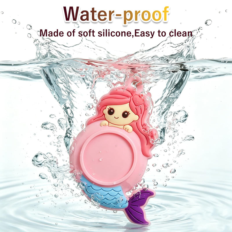 OAJ Mermaid Design Silicone Case for Apple Air Tag 1st/2nd Generation, Durable Shockproof Scratch Resistant Protective Cover with Keychain Holder for Keys, Pets, Luggage