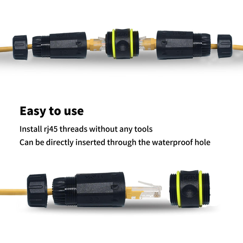 ZUZONG IP68 Waterproof Cat7 RJ45 Coupler, 10GB Shielded Pure Copper Ethernet Connector for Starlink/Cat5/Cat6/Cat6A/Cat7/Cat8 Cable (2 PCS Female) 2
