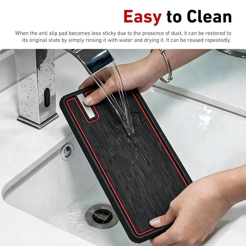 Car Dashboard Non-slip Pad, Multifunctional Sticky Storage Pad for Phone Keys Sunglasses, PVC Heat-resistant Anti-slide Console Mat, Organizer Accessory for Most Vehicles (Black)