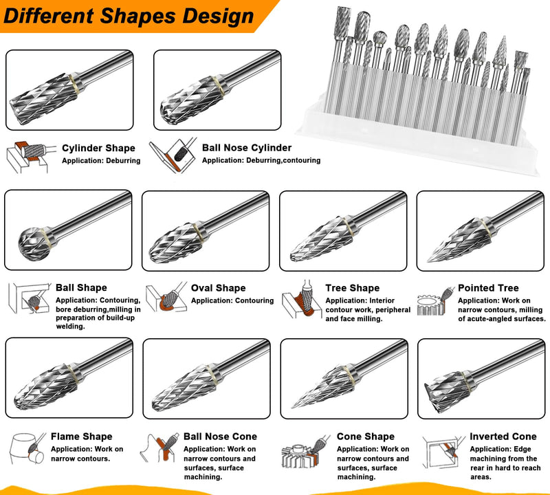 Tungsten Carbide Burr Set 1/8" Shank，Die Grinder Bits with Sanding Drums and Grinding Stone Set, 194Pcs Pratical Sanding Bits Kit Compatible with Dremel Rotary Tool 194 Pcs
