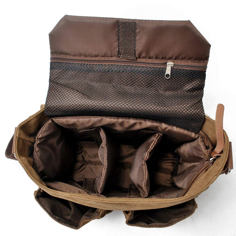 Compatible with/Replacement Vintage Waterproof Canvas Leather Trim DSLR SLR Shockproof Camera Shoulder Messenger Bag (Coffe) Coffe