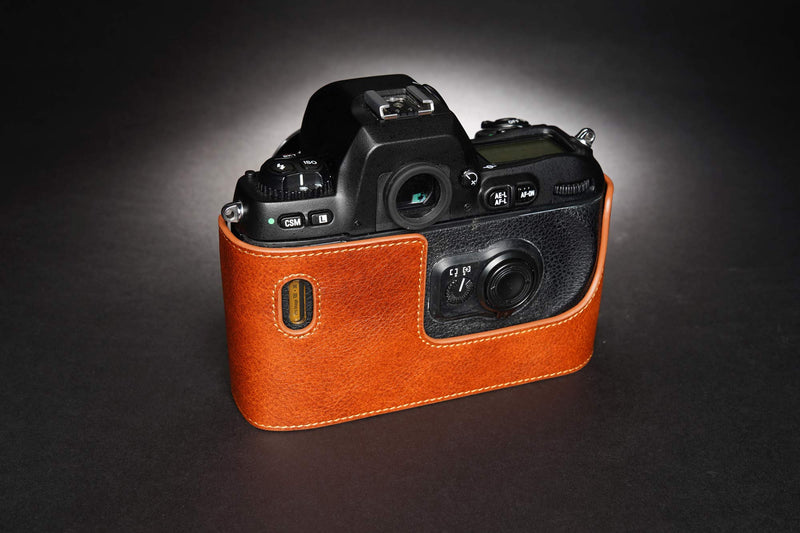 F100 Case, Handmade Genuine Real Leather Half Camera Case Bag Cover for Nikon F100 Camera With Hand Strap (LavaBrown) LavaBrown
