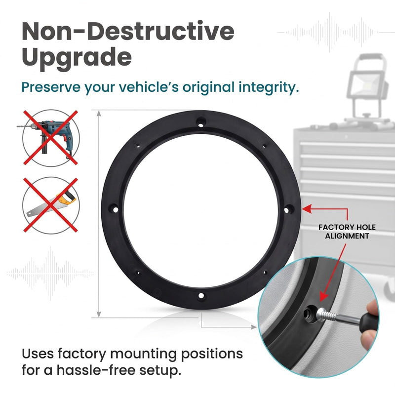 2 PCS 6 inch Car Door Speaker Mounting Ring Spacer Adapter, Speaker Spacer 6 Inch Adaptor Ring Mounting, Bracket Plastic Car Stereo Speakers Spacer, Universal for Cars/Trucks/SUVs 2 PCS 6"