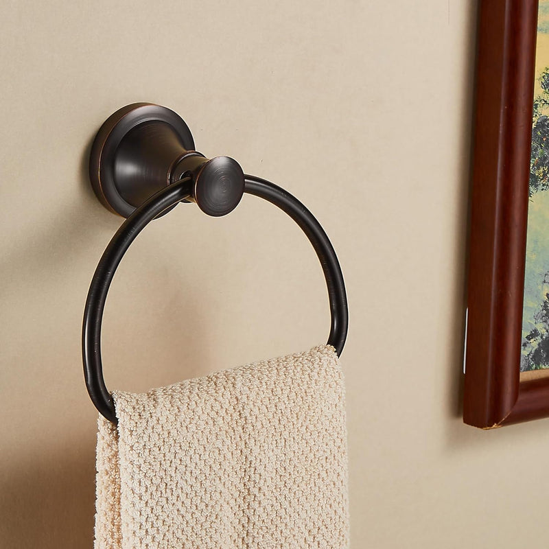 WOLIBEER Bronze Toilet Paper Holder,Bathroom Hand Towel Holder,Oil Rubbed Towel Ring Wall Mount Tissue Roll Paper Hanger ORB Bath Accessories Farmhouse Towel Rack Half Round
