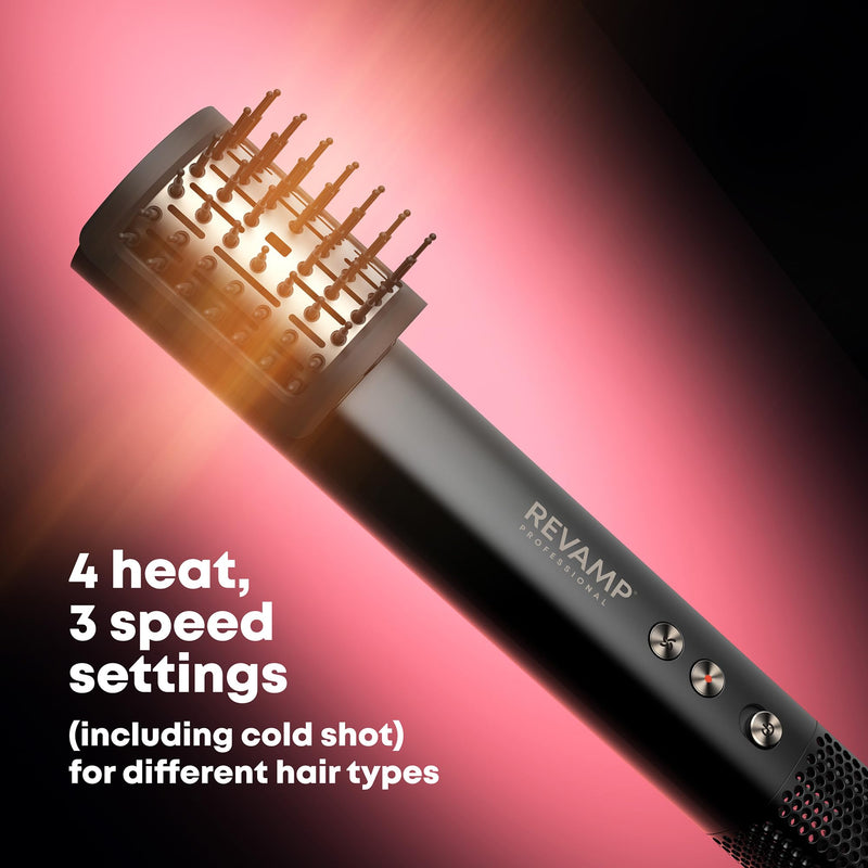 REVAMP HydroShine Air 3 in 1 Hot Air Styler - Hydro Ion, Compact | Pro Air Styler, Enhanced Hydration & Shine, Hair Dryer Brush, Styling Attachments, Ultra Lightweight