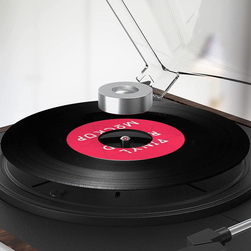 45 RPM Adapter, for 7 Inch Vinyl Record Players and Technics Turntables, Solid Aluminum Dome 45 Adapter Silver