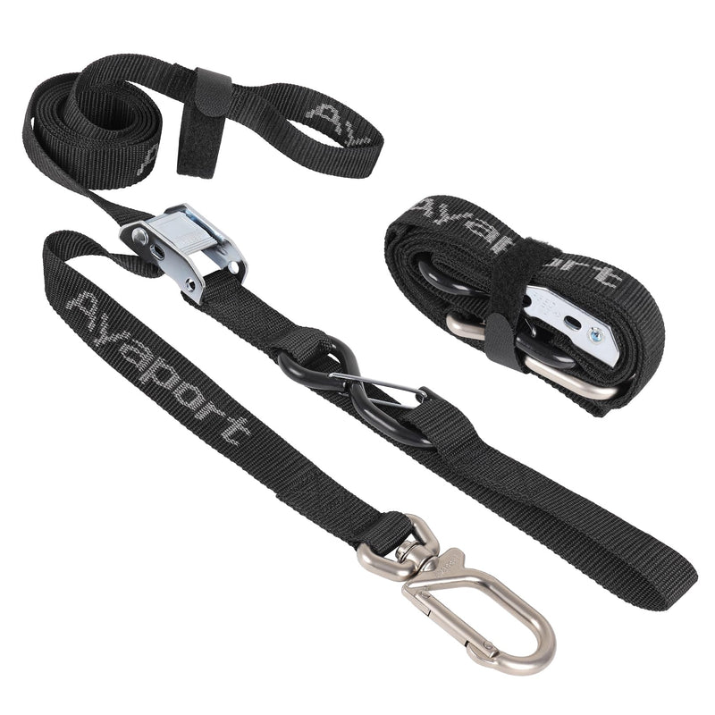 Ayaport Motorcycle Tie Down Straps 1.1” x 7’ (with Swivel Carabiner Hooks) Cam Buckle Tie Downs, Handlebar Strap for Dirt Bike, Motor Bike, Kayak, Car, Truck, Boat, Cargo, Black (1.1" x7'-2pcs) 1.1''x7'-2pcs