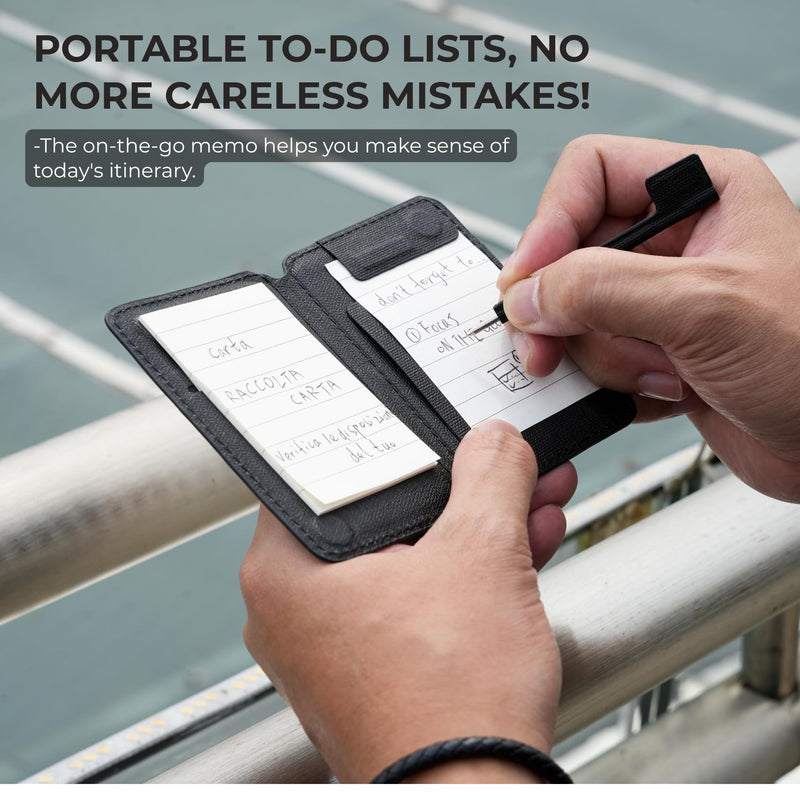 Magnetic Notebook Notepad Card Holder, Compatible with iPhone 16 Series and Other Phones with Three Types of Notepad/Magnetic Invisible Pen. (Beige) Black