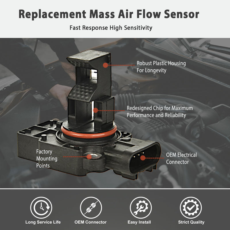 Mass Air Flow Sensor MAF Sensor Compatible with Cadillac CTS Escalade Chevy Avalanche Silverado Suburban Tahoe GMC Sierra Yukon XL 1500 2500 Replaces 10393948 23256991