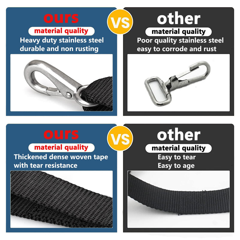 Two Hooks Adjustable Bimini Boat Top Straps,23"~60" Marine Awning Webbing Straps, Pack of 2 Black