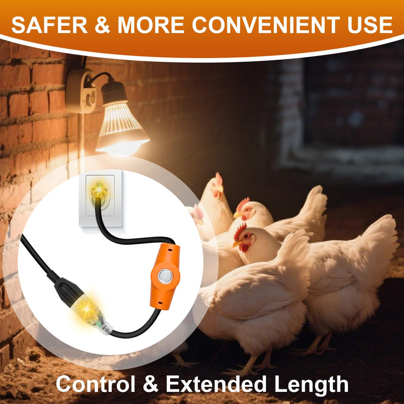 2 PCS Temperature Controlled Extension Cord, Auto 37°F(3°C) On/50°F(10°C) Off, YeloDeer Energy-Saving Thermostatically Controlled Outlet for House 120V 15A Plug in Thermostat for Heate 2