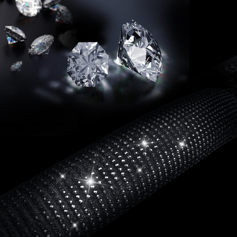 CAR PASS Bling Diamond Leather Steering Wheel Cover, With Sparkly Crystal Glitter Rhinestones Universal Fit 14"1/2-15" Car Wheel Protector for Women Girl Fit Suvs,Vans,Sedans,Car,Trucks, Black Diamond Black Diamond on Velvet
