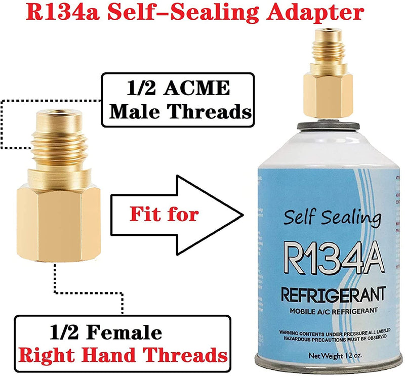 Refrigerator Freon Recharge Hose with Gauge Kit-A/C R134a R12 R22,Universal Retrofit Valve,with BPV31 Bullet Piercing Tap Valve,R134a Self-Sealing Adapter for Home/Car A/C Refrigerant System (5) 5