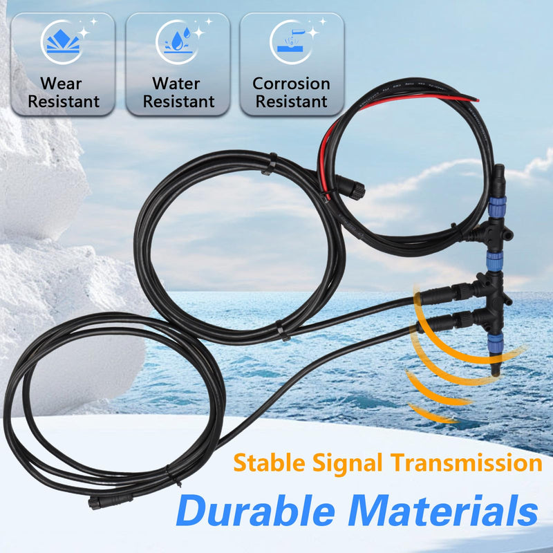 EVRBUL Marine Grade NMEA 2000 Starter Kit, NMEA 2000 Backbone Cables Drop Cables Dual Tee Connector Male/Female Terminators Compatible with Lowrance Simrad Garmin Device