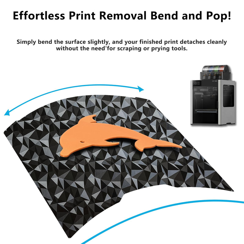 355x346mm H2D Build Plate for Bambu Lab H2D/H2S,Double Sided PEO PET Flexible Removable Spring Steel Heated Printing Bed Platform,Removable Heated Bed for H2D Combo/H2S(Carbon Fiber+Diamond) PEO PET Plate(Black)