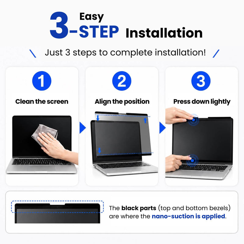 Deff Nano-Suction Privacy Screen for MacBook Pro 16 Inch, Removable Anti-Glare Privacy Filter, Non-Magnetic, Bubble-Free & Washable Screen Protector Macbook 16in